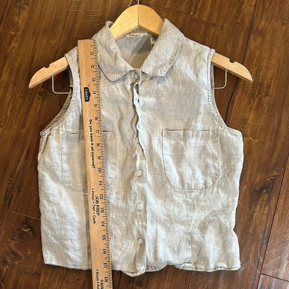 Adorable Vintage Ann Taylor Loft Sleeveless‎ linen button down top 4 - Picture 5 of 7